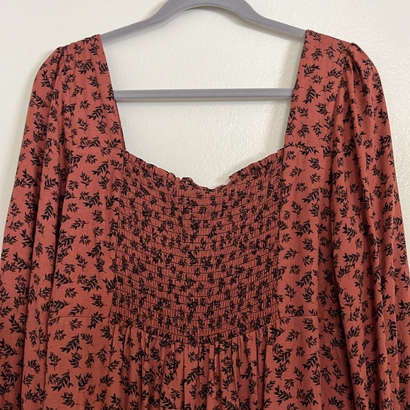 General Good Long Ruffle Sleeve Dress in Rust Brown - Picture 6 of 9